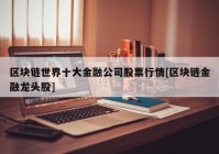 区块链世界十大金融公司股票行情[区块链金融龙头股]