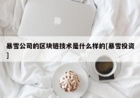 暴雪公司的区块链技术是什么样的[暴雪投资]